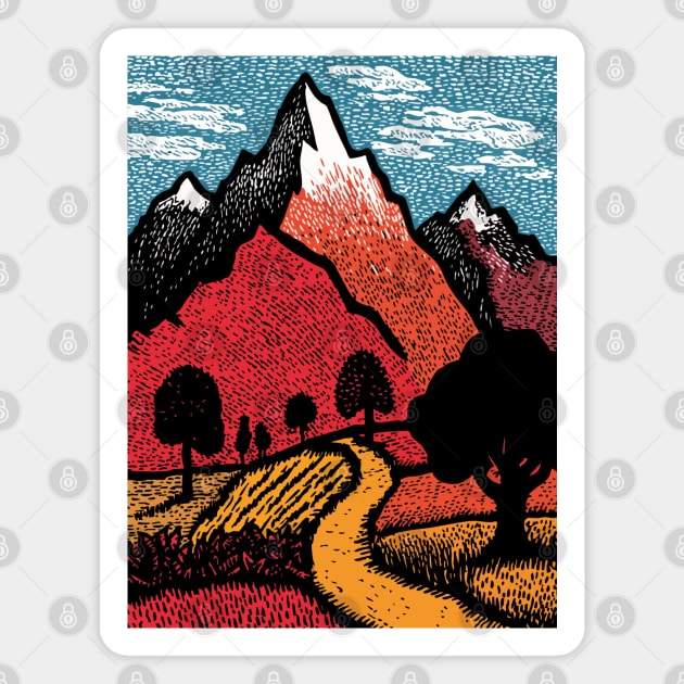 The Adventure Begins | Winding Road to the Mountains Magnet by TuncGK